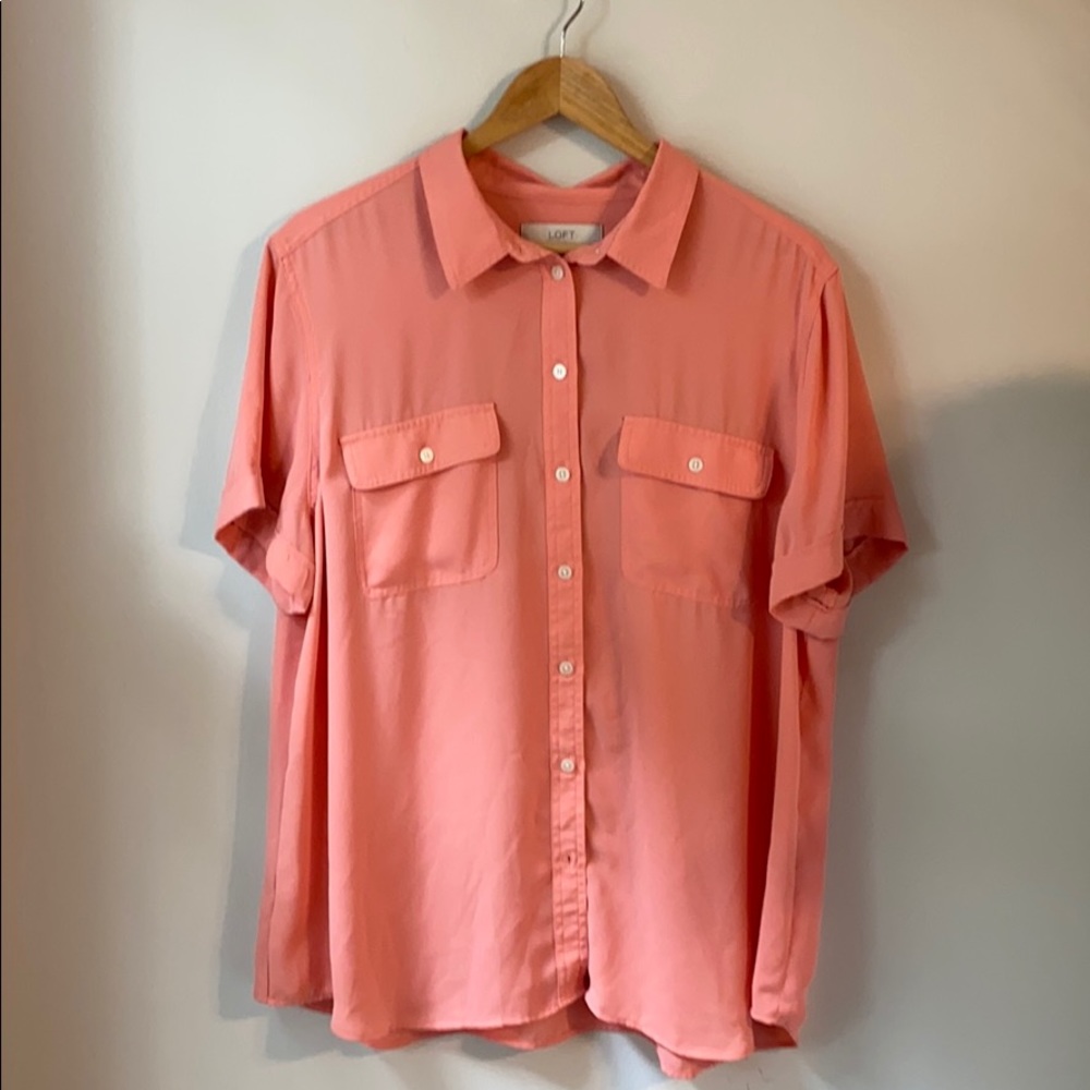 Loft Peach Button Down Blouse